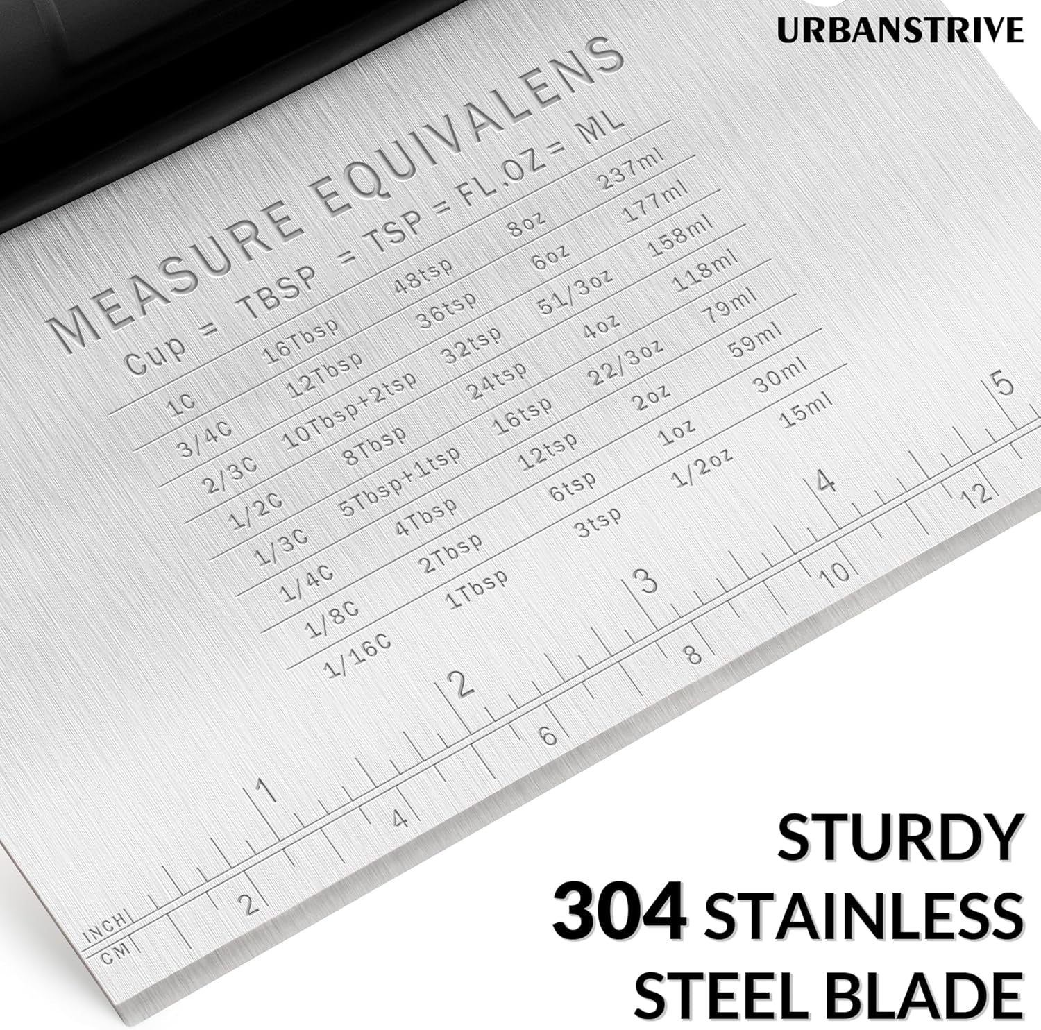 Stainless Steel Bench Scraper with Measurement Marks - Multi-Purpose Dough Cutter & Kitchen Scraper