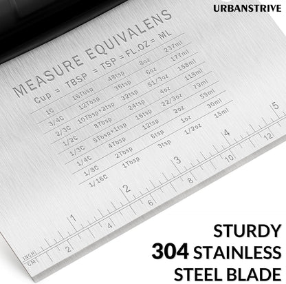 Stainless Steel Bench Scraper with Measurement Marks - Multi-Purpose Dough Cutter & Kitchen Scraper