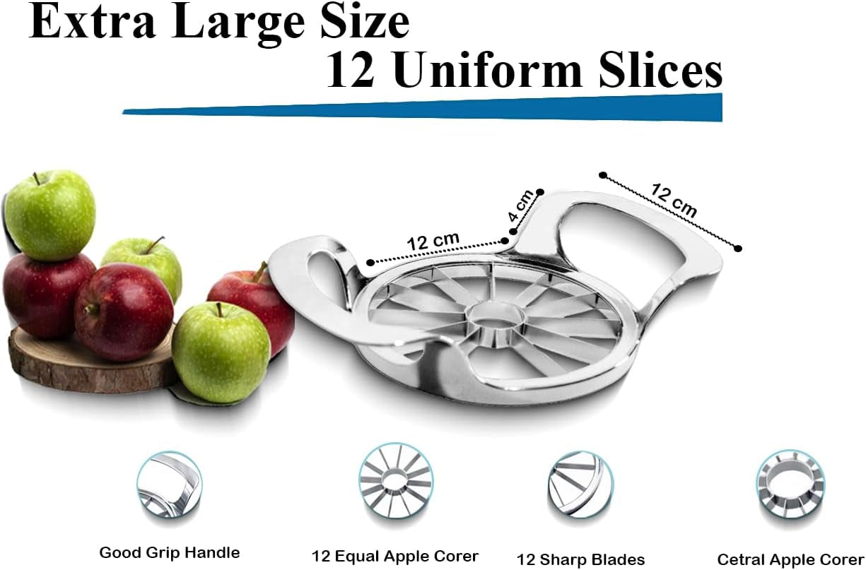 Effortlessly Slice and Core Apples with Our Heavy-Duty Stainless Steel Apple Slicer - 12 Blade Extra Large Kitchen Tool