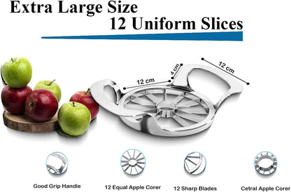 Effortlessly Slice and Core Apples with Our Heavy-Duty Stainless Steel Apple Slicer - 12 Blade Extra Large Kitchen Tool