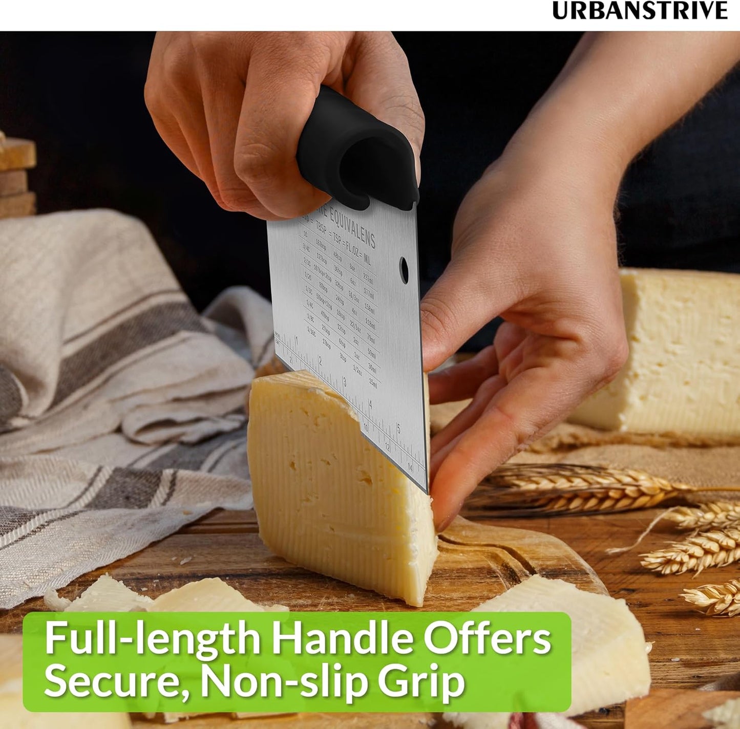 Stainless Steel Bench Scraper with Measurement Marks - Multi-Purpose Dough Cutter & Kitchen Scraper