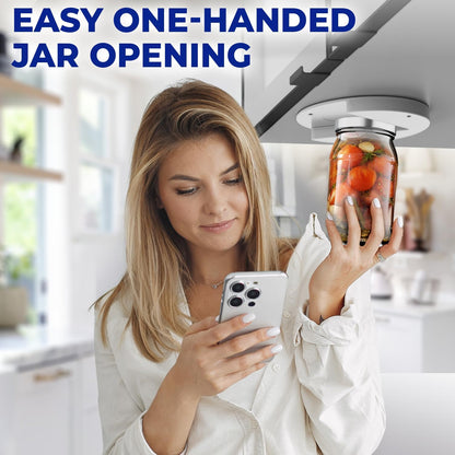 Under Cabinet Lid Jar Opener - for Weak Hands and Seniors with Arthritis - Heavy Duty, Allows to Easily Unscrew Any-Size Lid - Effortless Bottle & Can Opener for Your Kitchen