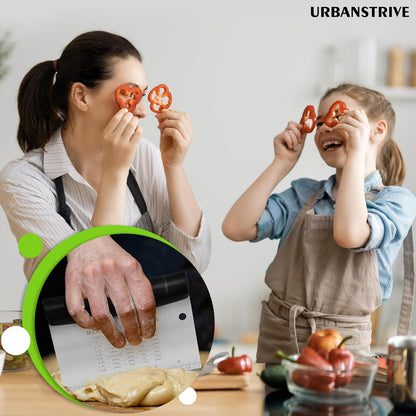 Stainless Steel Bench Scraper with Measurement Marks - Multi-Purpose Dough Cutter & Kitchen Scraper