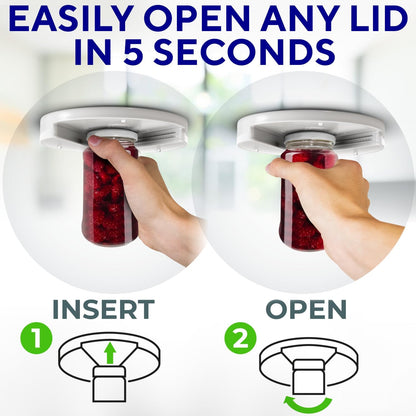 Under Cabinet Lid Jar Opener - for Weak Hands and Seniors with Arthritis - Heavy Duty, Allows to Easily Unscrew Any-Size Lid - Effortless Bottle & Can Opener for Your Kitchen