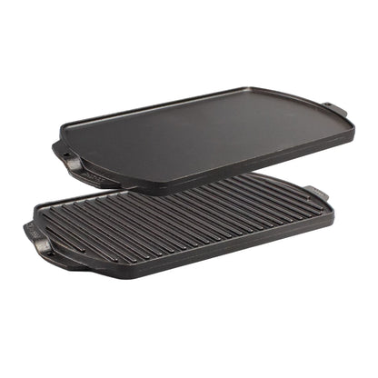 Cast Iron Reversible Grill/Griddle - Pre-Seasoned Dual-Sided Cooking Surface