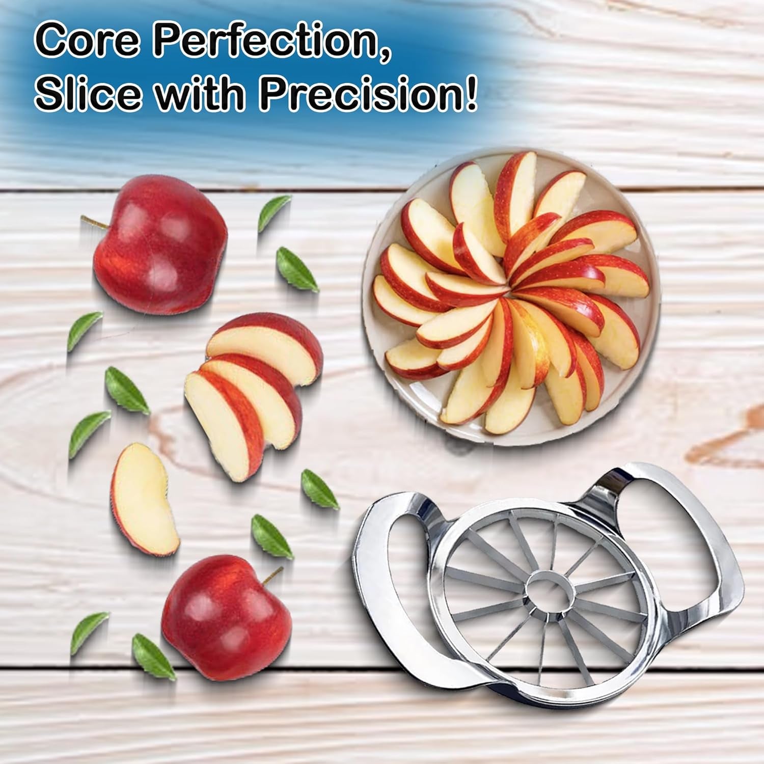 Effortlessly Slice and Core Apples with Our Heavy-Duty Stainless Steel Apple Slicer - 12 Blade Extra Large Kitchen Tool