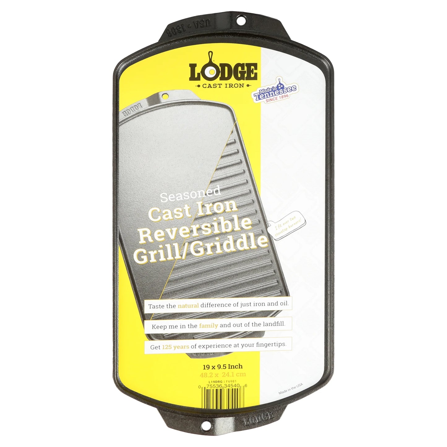 Cast Iron Reversible Grill/Griddle - Pre-Seasoned Dual-Sided Cooking Surface
