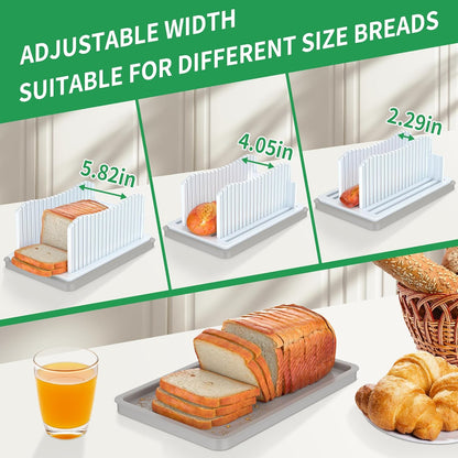 Foldable Bread Slicer with Crumb Tray & Storage Box - Adjustable Slicing Guide