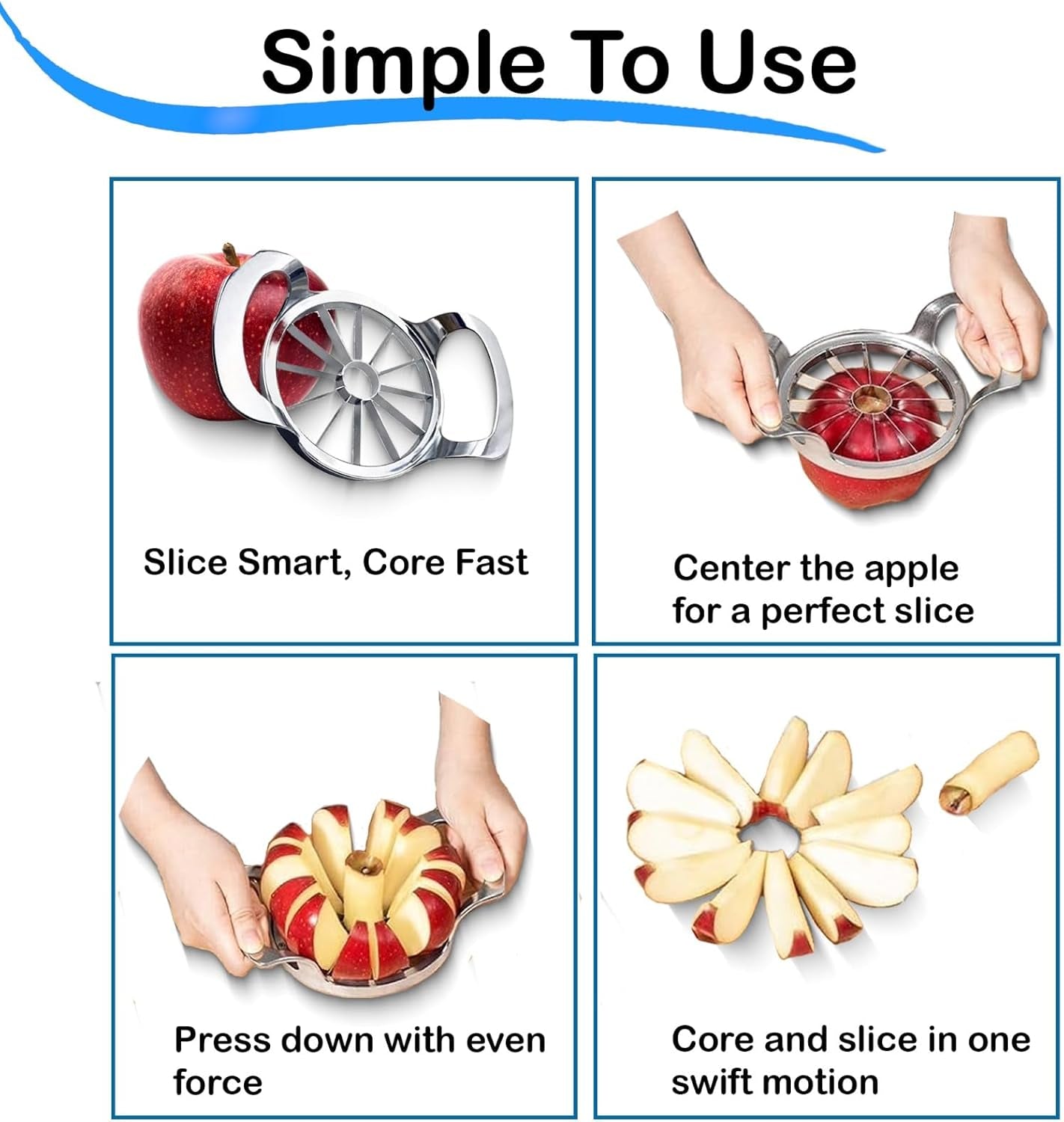 Effortlessly Slice and Core Apples with Our Heavy-Duty Stainless Steel Apple Slicer - 12 Blade Extra Large Kitchen Tool